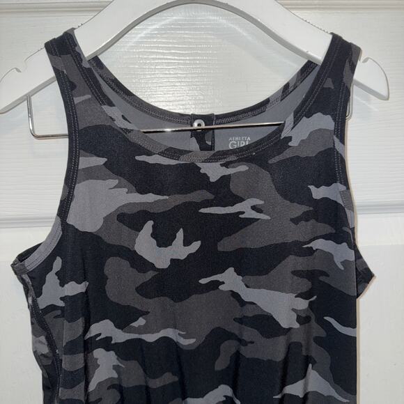 Athleta Girl Gray Black On The Go Camo Romper Size XL 14 - Picture 2 of 6